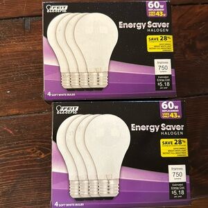 Energy saver halogen feit electric light bulbs 60W 2 packs 8 bulbs